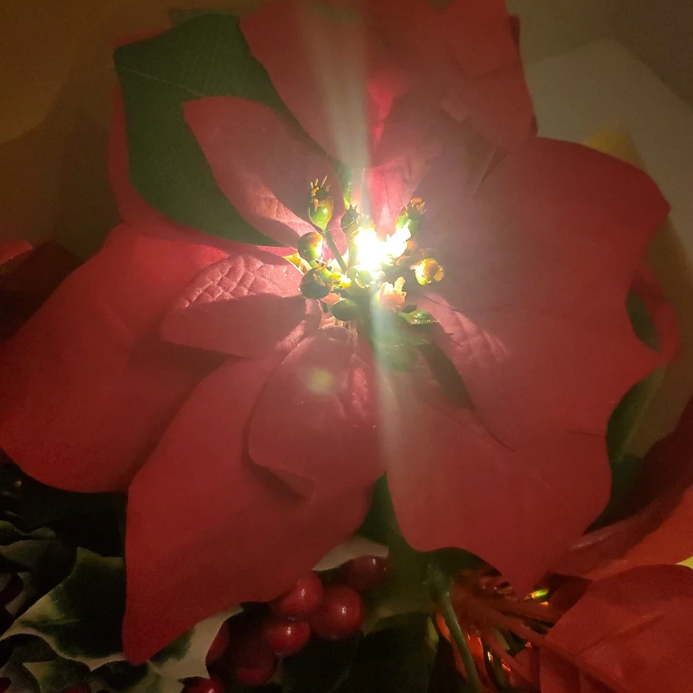 New LED Christmas Poinsettia Flower Decor Garland String of Lights